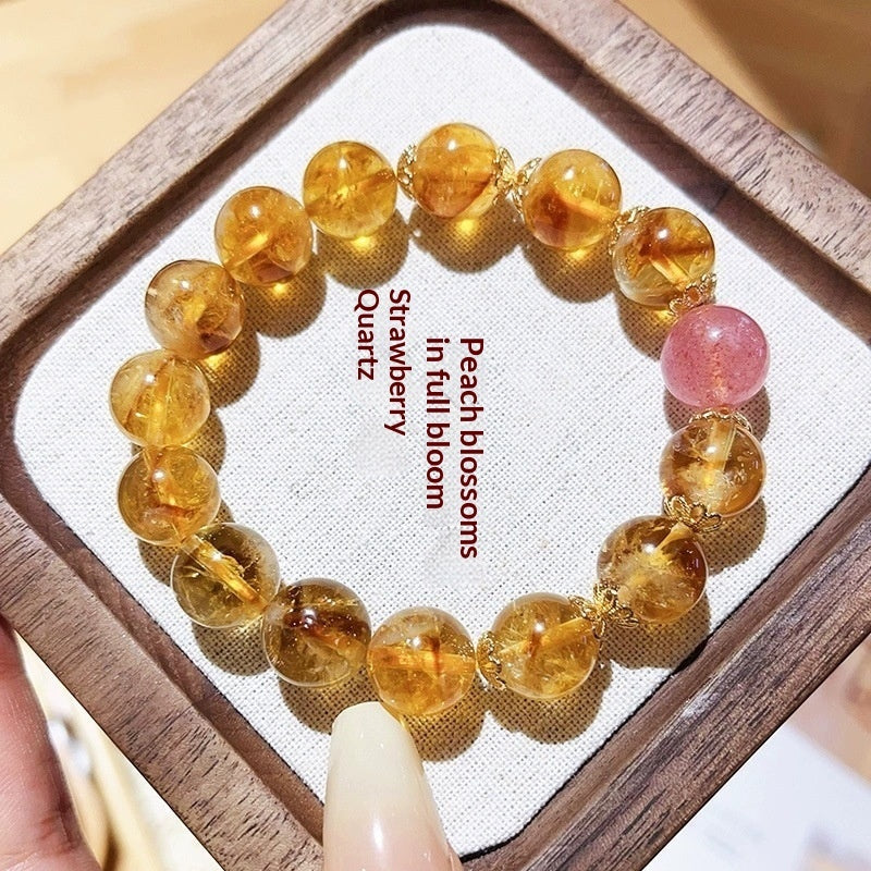 Yellow Citrine Golden Rutilated Quartz Bead Bracelet