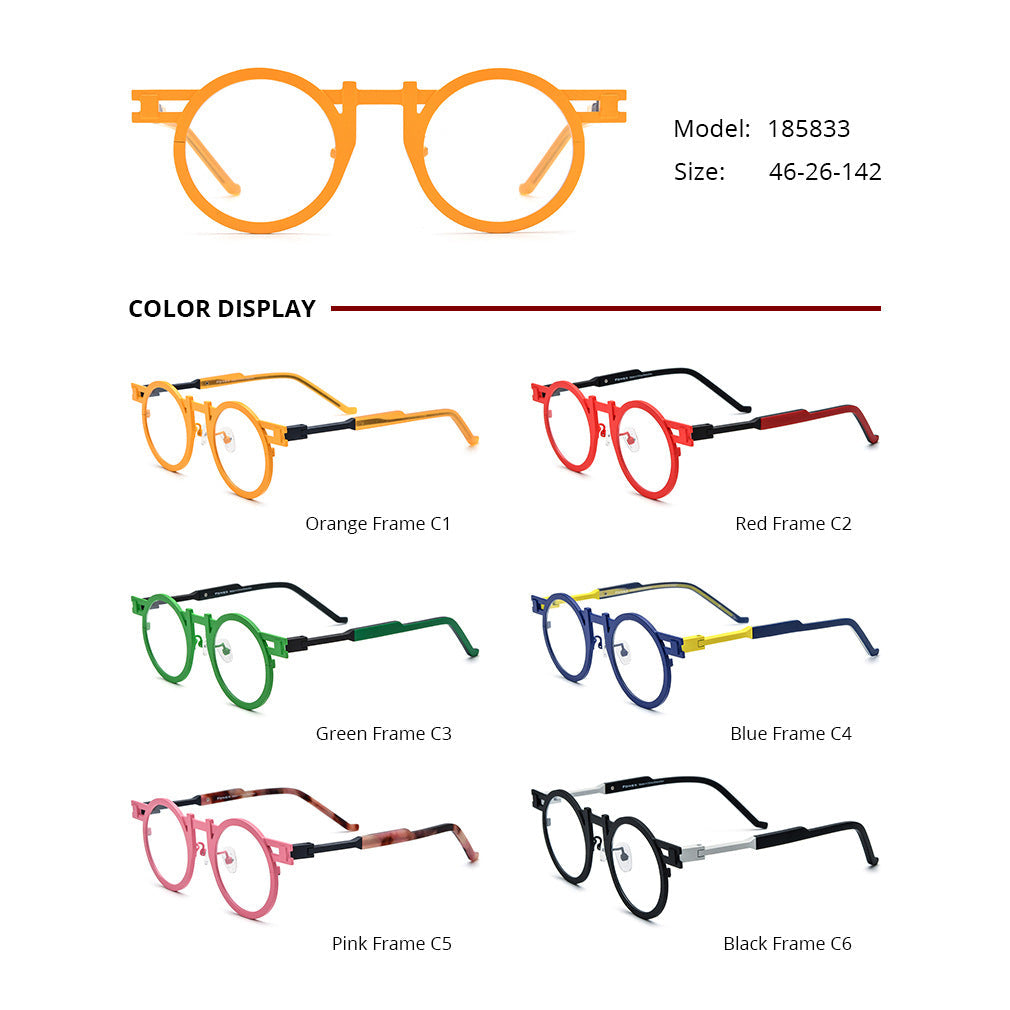 Colorful Ultra-light Pure Titanium Round Eyeglass Frames