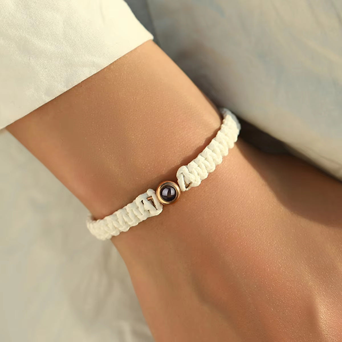 Stainless Steel Photo Projection Color Woven Bracelet