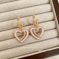 Korean-style Retro Fashion Oil-drip Heart Earrings For Women, New Unique Niche Zircon Heart-shaped Earrings