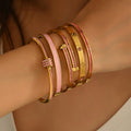 Stainless Steel Bracelet For Women, Non-Fading, Diamond-Encrusted Bracelet, Exquisite And High-End Feel For Girls, Small Waist-Shaped Titanium Steel Bracelet