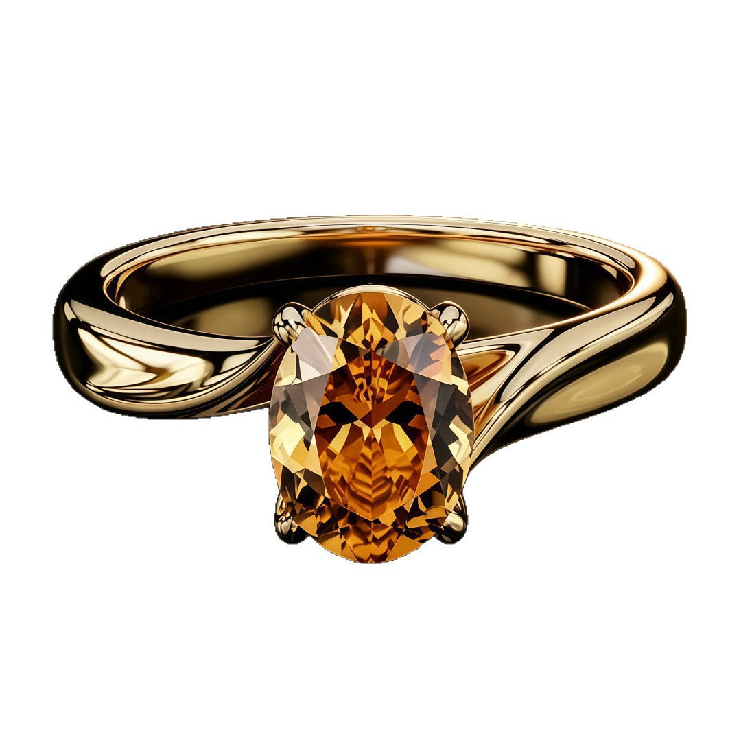 Yanbai Cross-border Temu Hot-selling Light Luxury Minimalist Style Copper Inlaid Zircon Smooth Irregular Geometric Exquisite Women's Ring