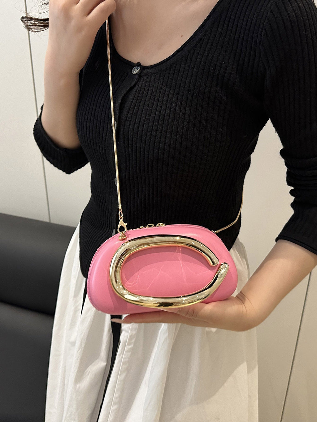 Trendy Metal Hardware Personalized Evening Party Chain Single-shoulder Clutch For Women