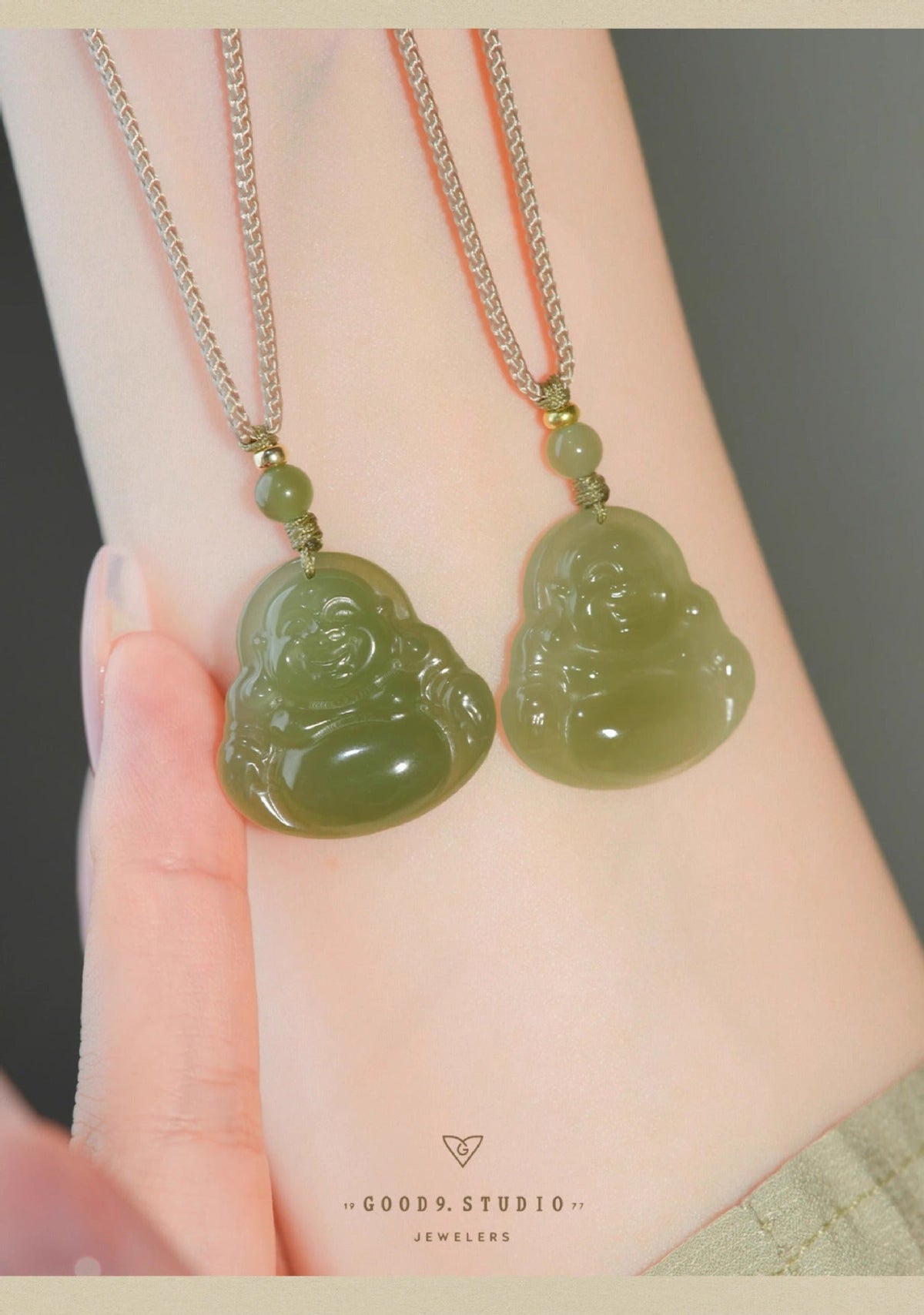 Natural Hetian Jade Maitreya Buddha Pendant Necklace