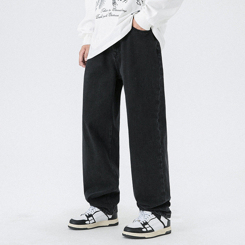 Loose Straight-leg Edgy-chic Wide-leg Pants High-street Style