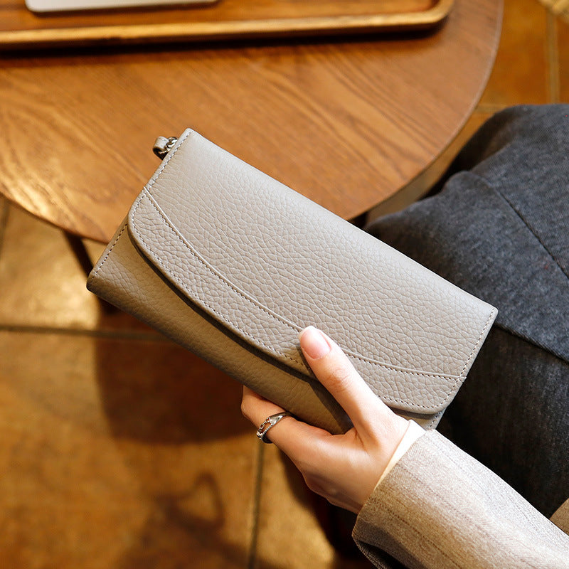 Long Womens Genuine Leather Clutch Bag