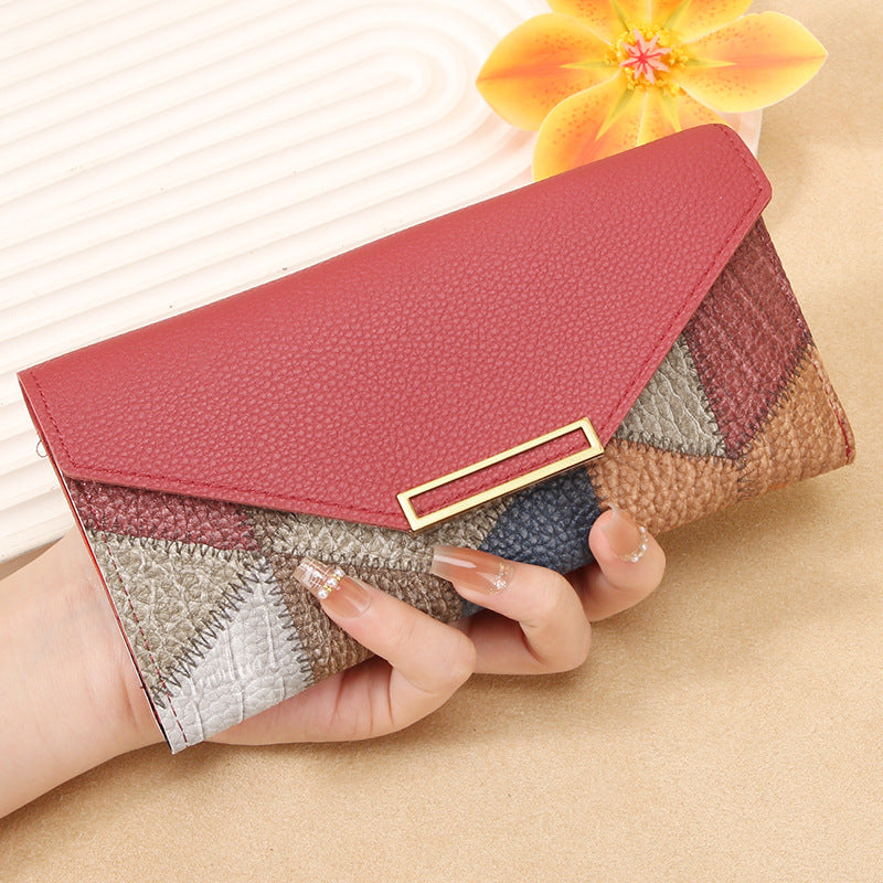 A Multi-functional Buckle Retro Thin Coin Purse From Japan And South Korea