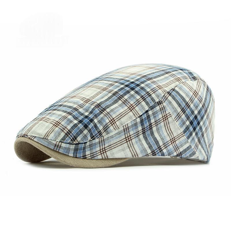 SpringSummer Thin Plaid Beret Hat
