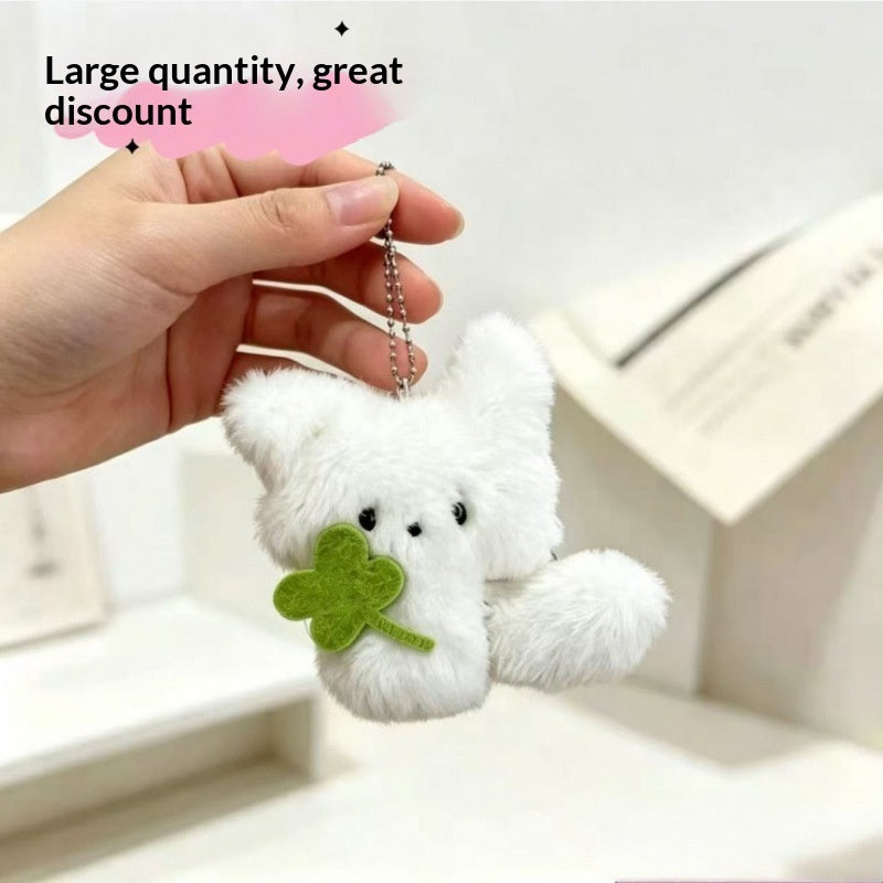 Cute Four-leaf Clover Little Fox Pendant Keychain