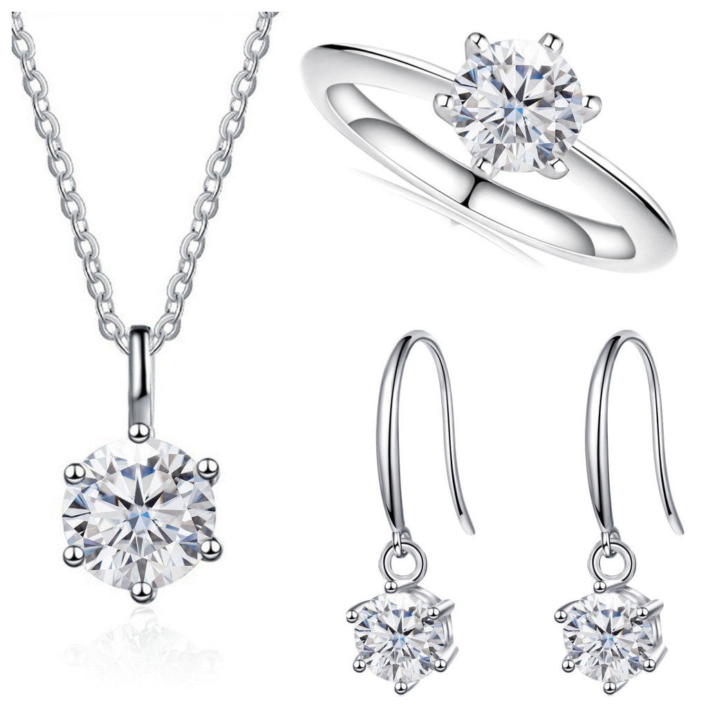 3-Carat Sterling Silver Moissanite Jewelry Set