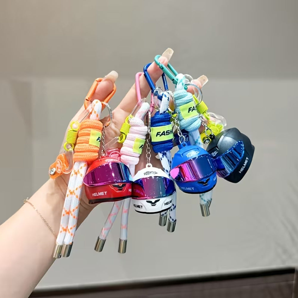Trendy Cool Glowing Motorcycle Helmet Keychain Pendant