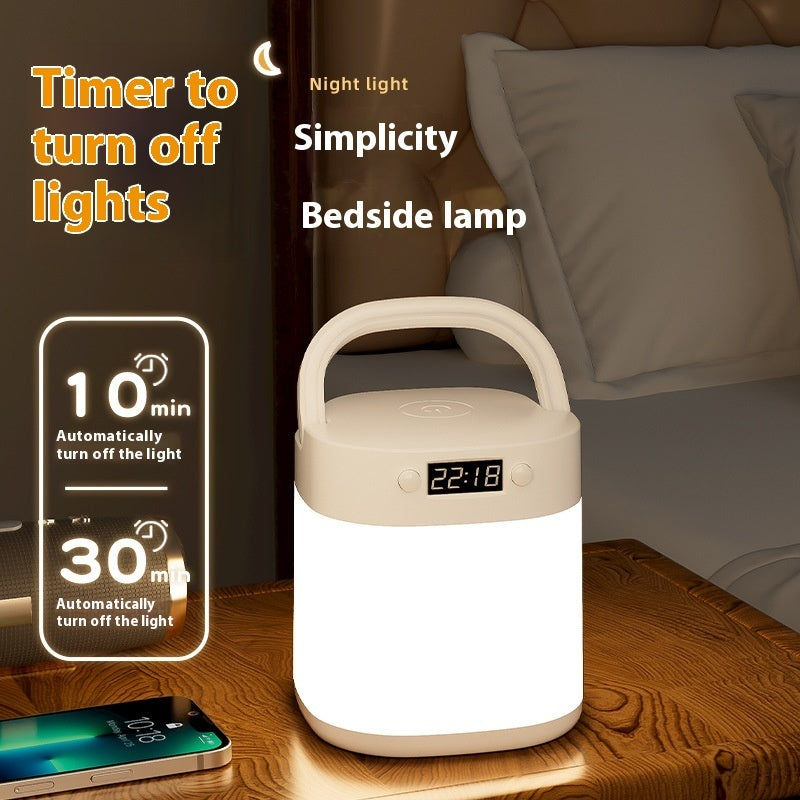 Rechargeable Lighting Portable Table Lamp With Clock LED Light
