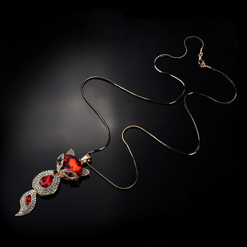 Autumn And Winter New Elegant All-match Fox Necklace Women's Exquisite Fashion Woolen Chain Long Clothes Accessories Decorative Pendant