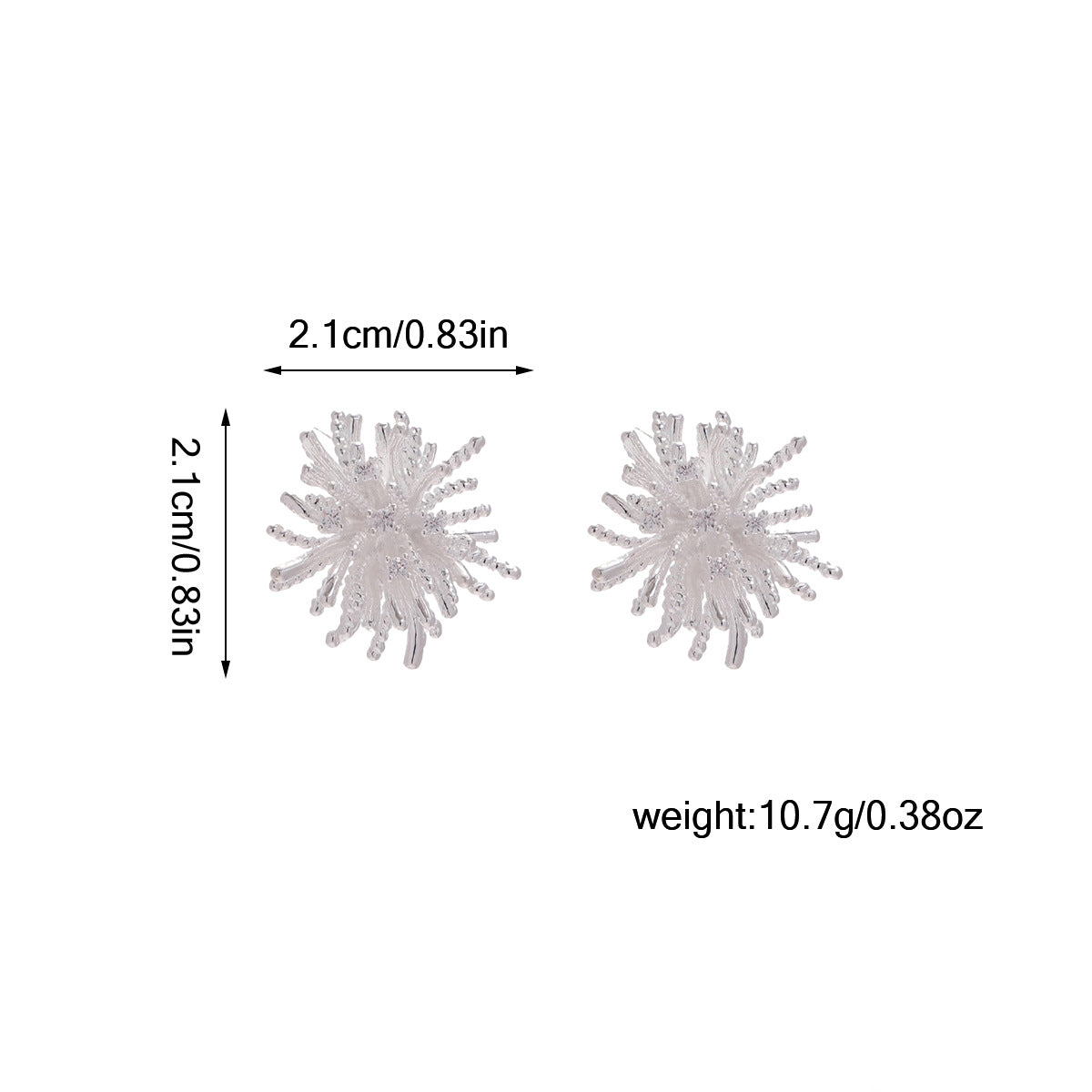 Korean-Style Versatile Zircon Fireworks Dandelion Earrings For Women, Personalized Floral Elegant 925 Silver Needle Earrings