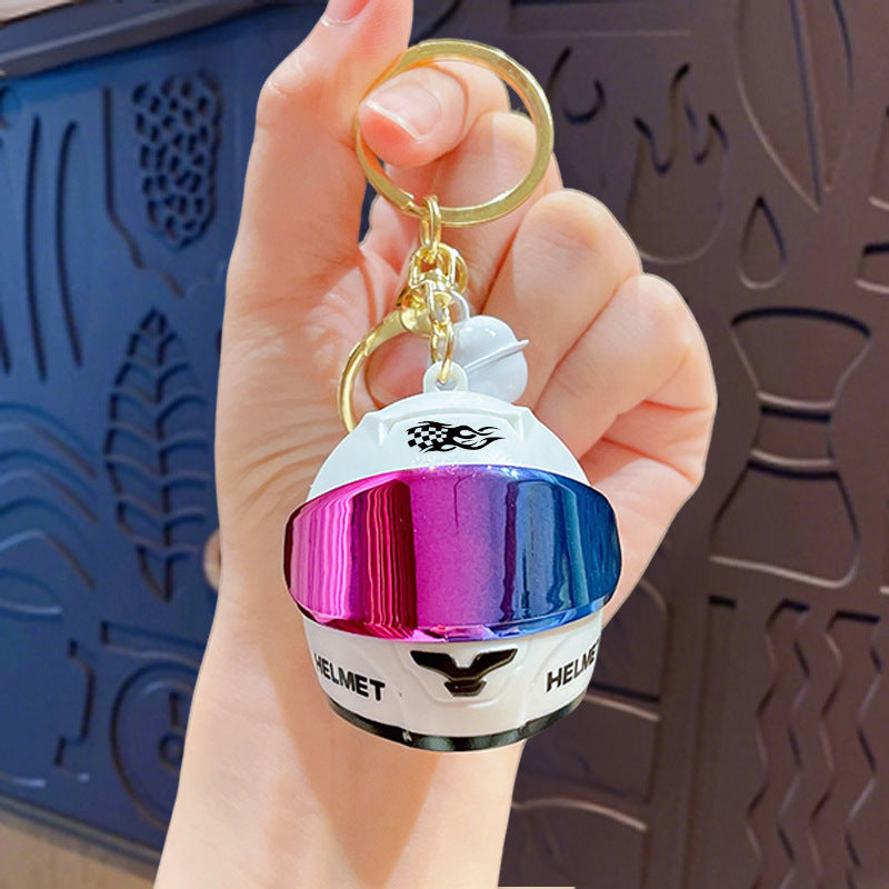 Trendy Cool Glowing Motorcycle Helmet Keychain Pendant