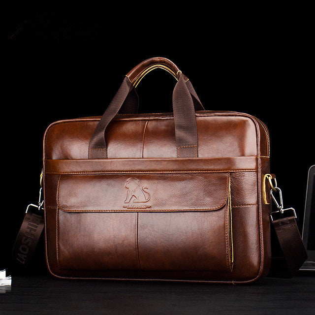 Leather Hand-carried Top Layer Cowhide Business Briefcase With Large Capacity