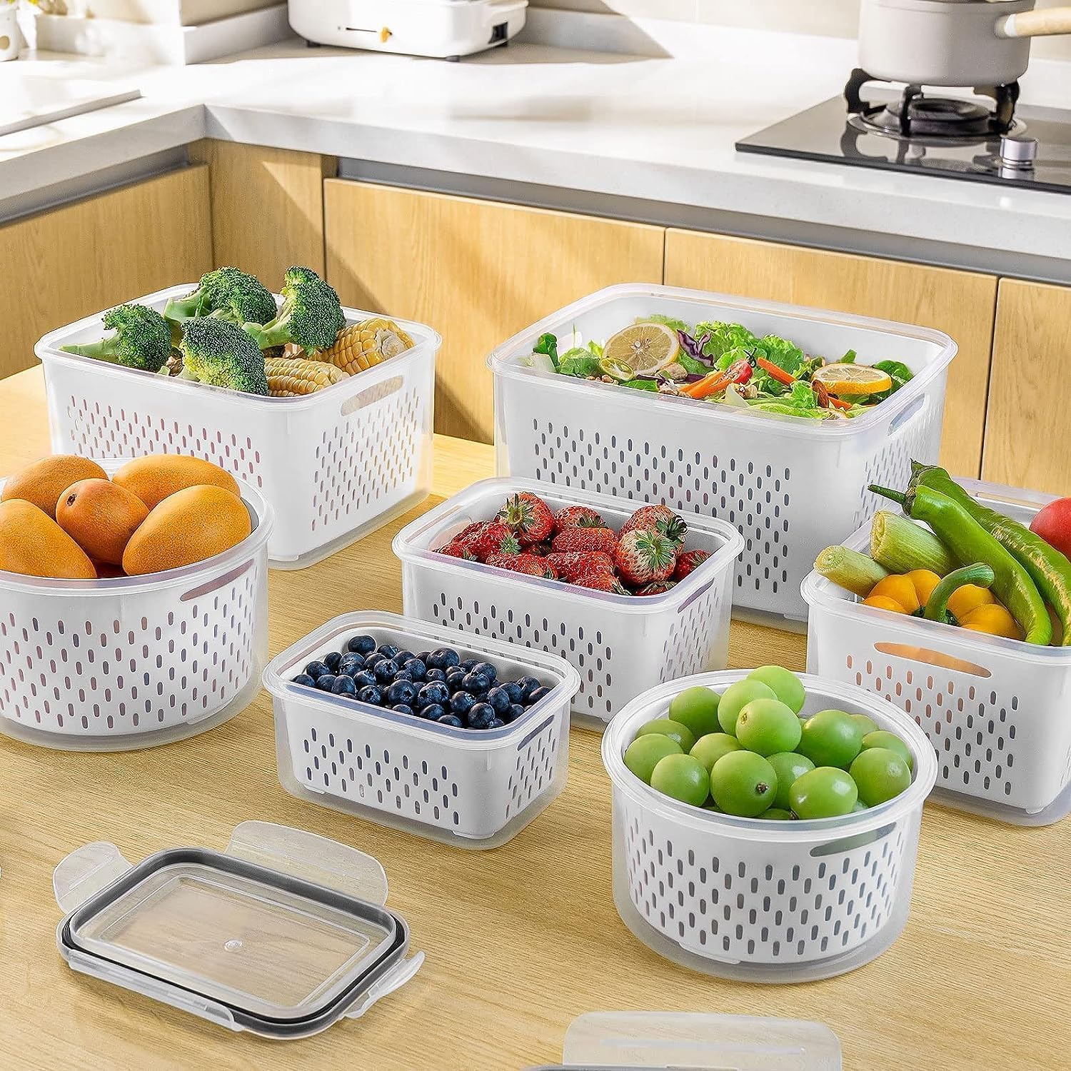 Keep It Fresh Leakproof 8-Piece Fruit Storage Containers for Fridge