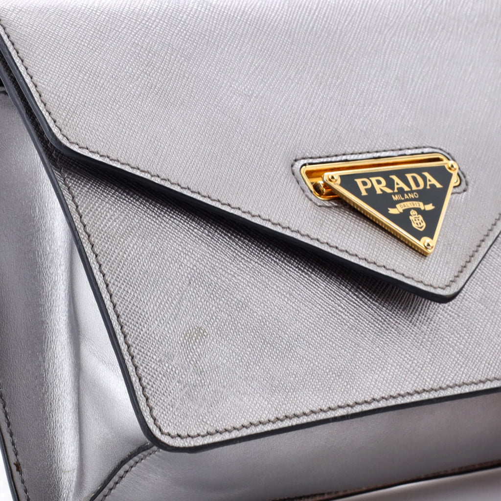 Prada, Pre-Loved Envelope Flap Chain Shoulder bag Small, Silver