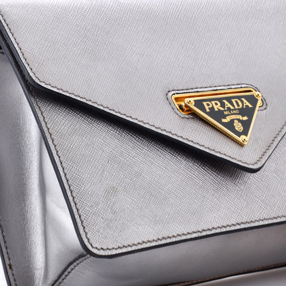 Prada, Pre-Loved Envelope Flap Chain Shoulder bag Small, Silver