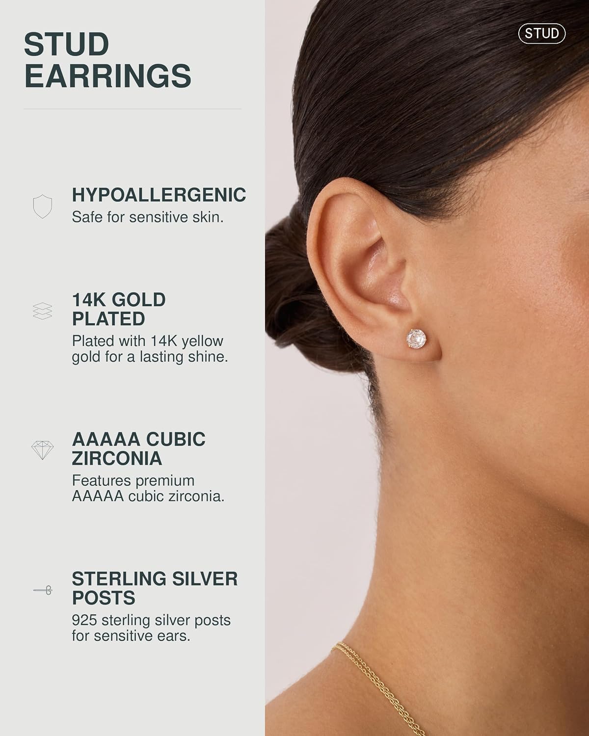 Sunbeam Studs – Gold CZ Stud Earrings