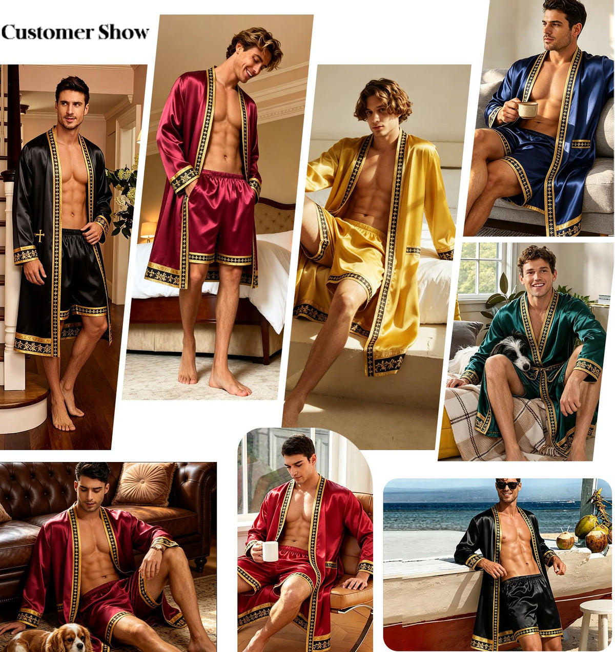 The King’s Satin Silky Kimono Bathrobe Set