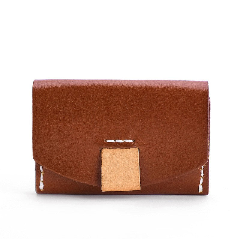 Handmade Genuine Leather Card Holder Retro Short Coin Purse