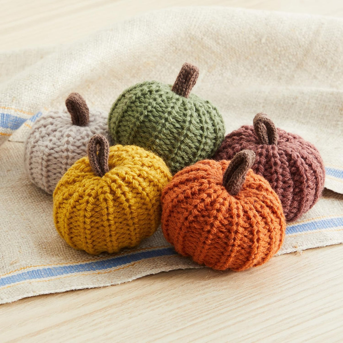 Porch-Pretty Pumpkins – Mini Knit Pumpkin Set of 5
