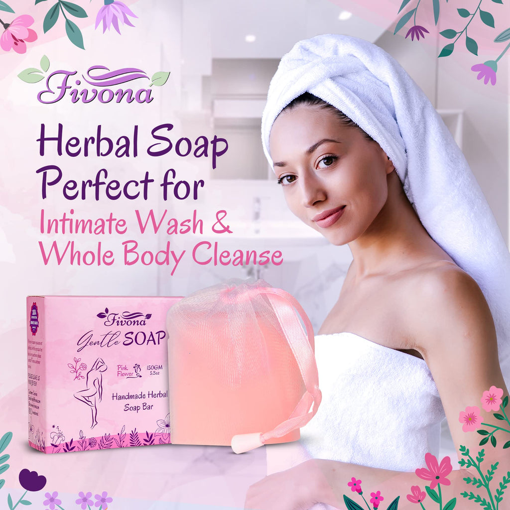 Fivona Yoni Care Kit 5-in-1 V-Steaming Set Includes Sitz Bath Seat, Pink Magic Herbs, Feminine Oil, Herbal Soap, Storage Bag, All Natural Herbal Vaginal Care Set