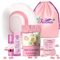 Fivona Yoni Care Kit 5-in-1 V-Steaming Set Includes Sitz Bath Seat, Pink Magic Herbs, Feminine Oil, Herbal Soap, Storage Bag, All Natural Herbal Vaginal Care Set