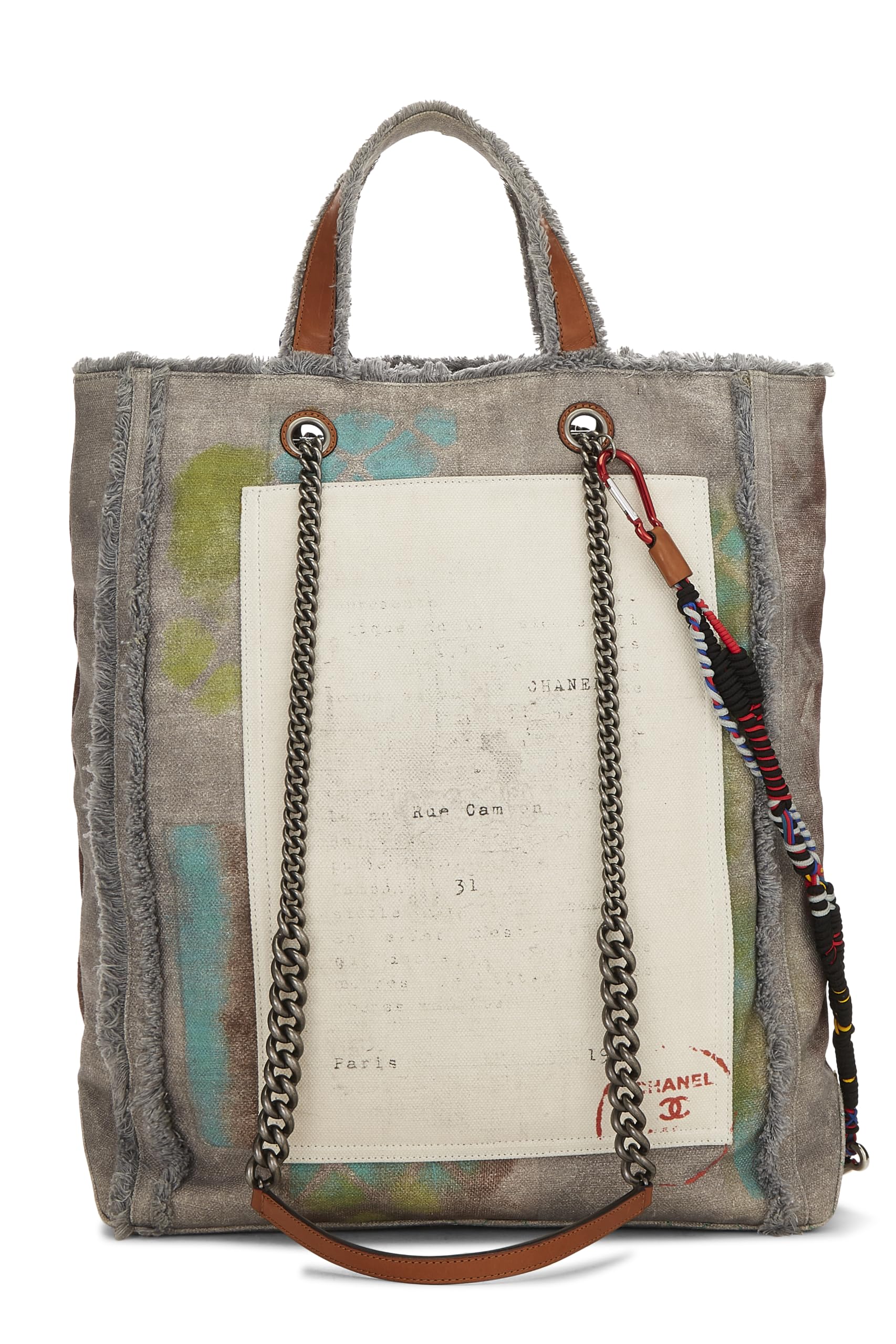 Art Attack Chic Chanel Pre-Loved Beige Canvas Graffiti Tote, Grey