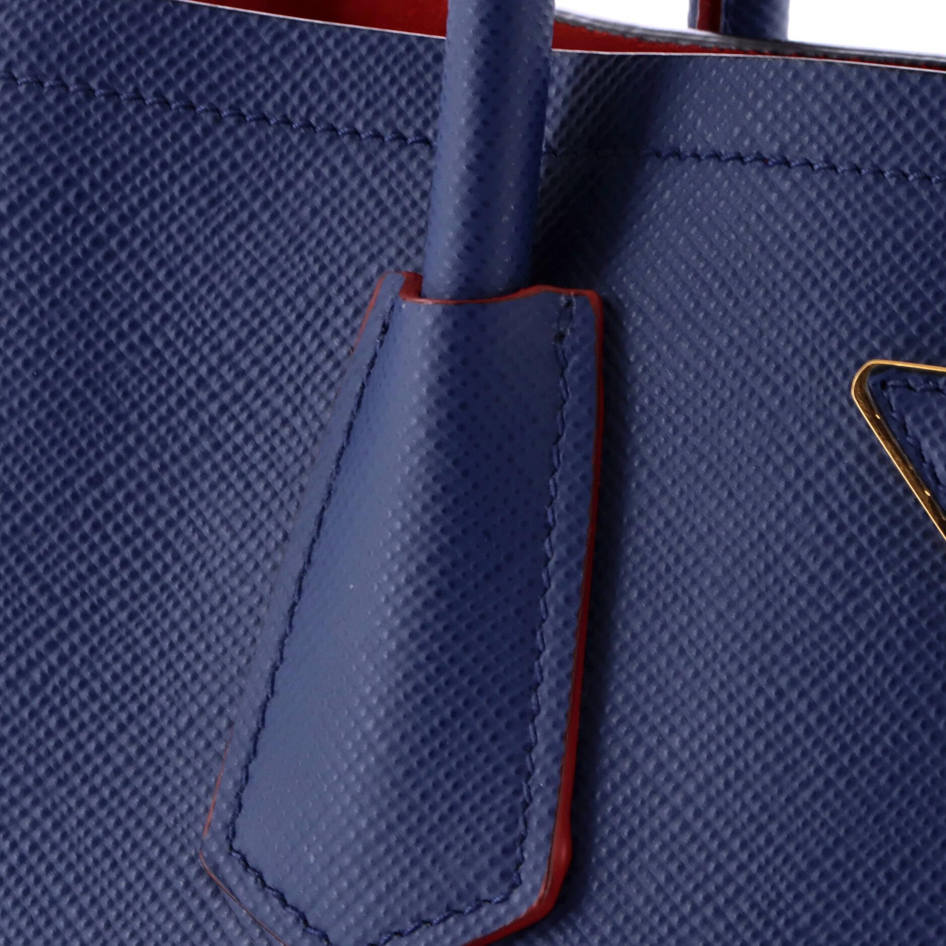 Prada, Pre-Loved Cuir Double Tote Medium, Blue