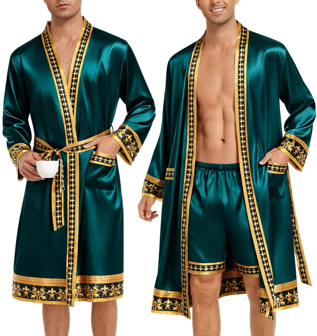 The King’s Satin Silky Kimono Bathrobe Set
