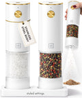 Styled Settings Rechargeable White Electric Salt and Pepper Grinder Set
