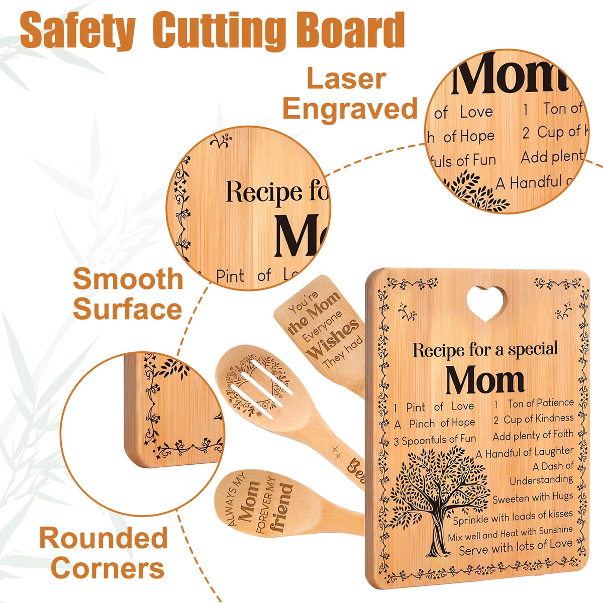 Mom's Recipe Bamboo Cutting Board Set