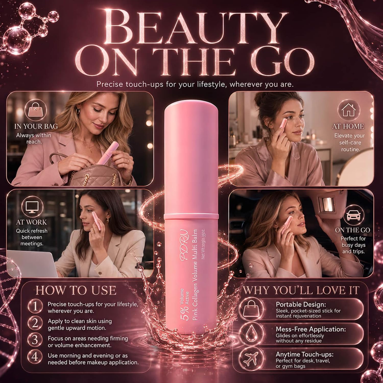 Glow Getter Plumping Xomua Collagen Anti-Aging Multi Balm Stick, 0.35 oz