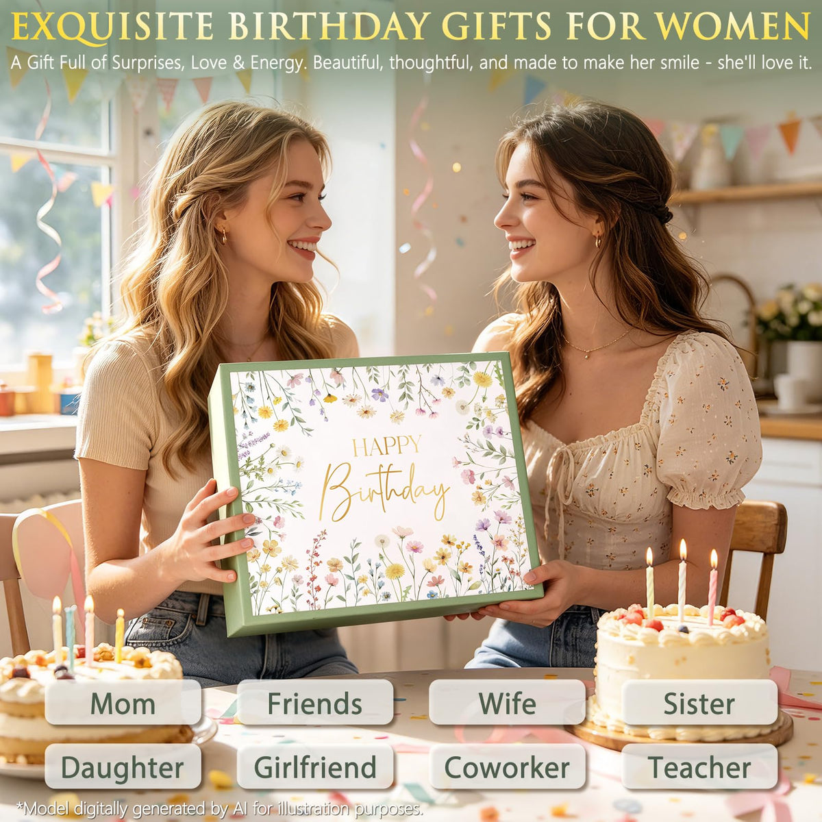 Birthday Gifts Basket for Women Her, Happy Birthday Gift Box for Mom Sister