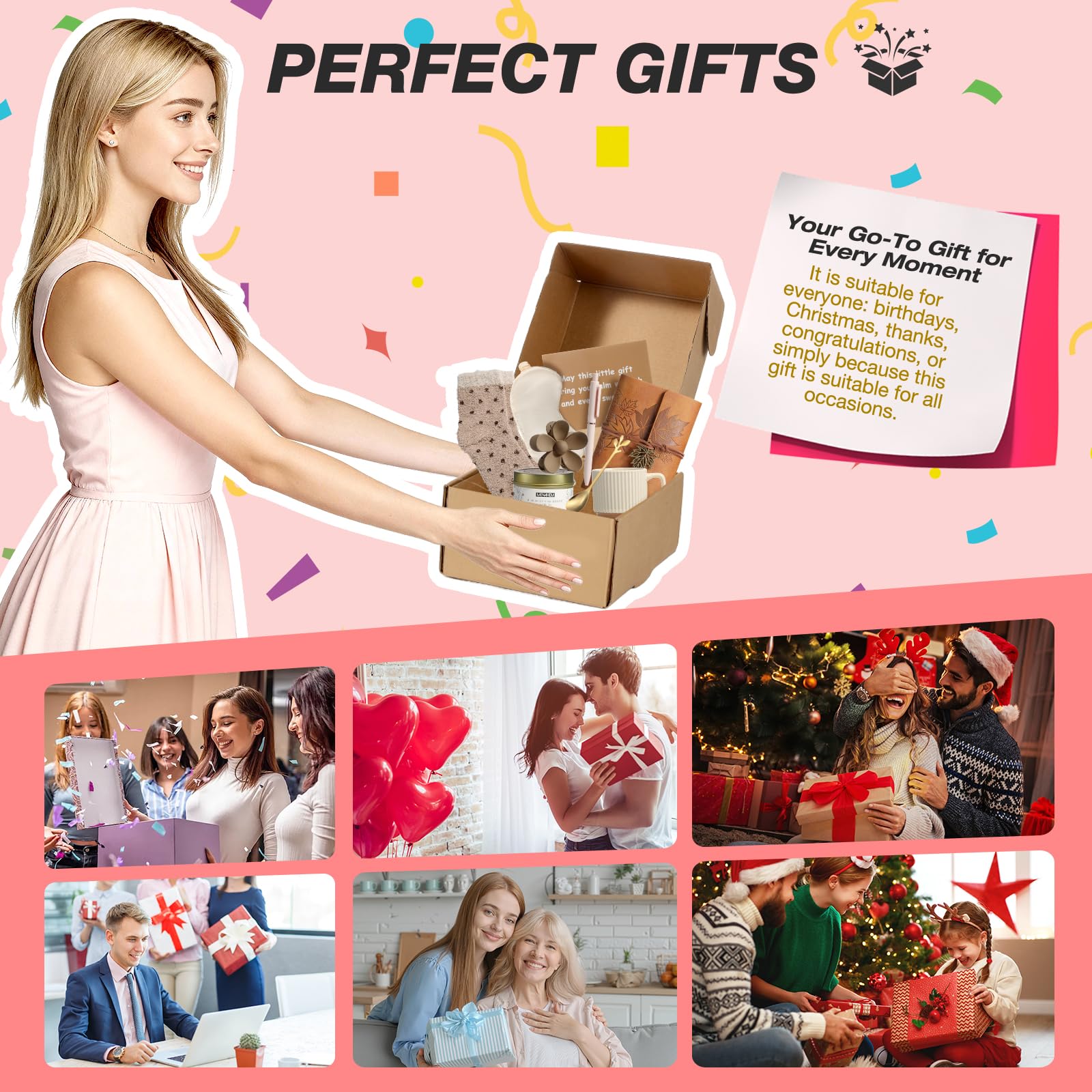 Gift Baskets for Women,Unique Happy Birthday Gifts for Women,Self Care Gifts Get Well Soon Gifts for Friends Mom Sister Wife Coworkers Daughter Aunt Mom