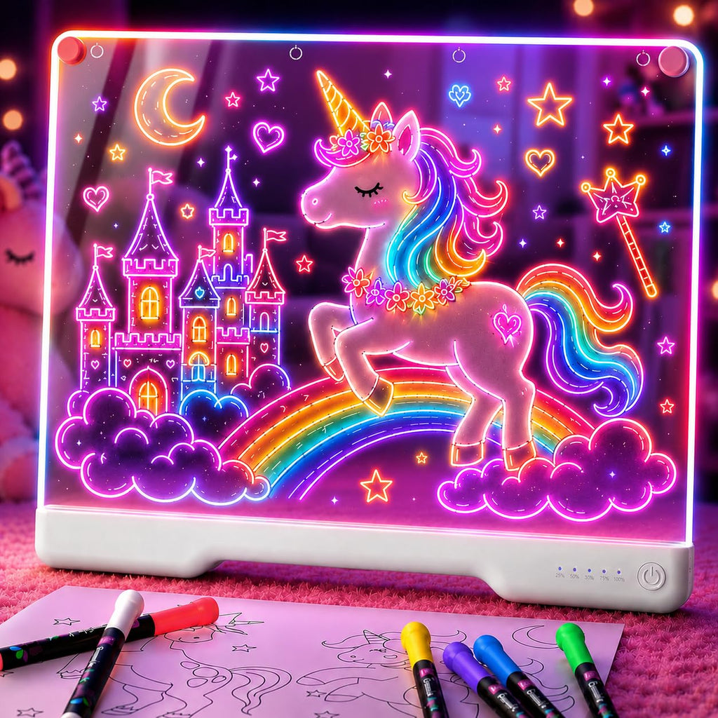 Geokay 16" Rechargeable LED Drawing Board with 9-Color Light Effects