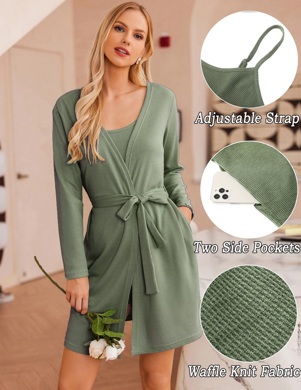 Lounge All Day Cozy 3-Piece Waffle Knit Loungewear Outfit