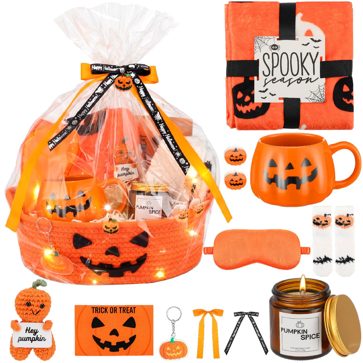 Pumpkin Patch Surprise - 14-Piece Woven Halloween Boo Gift Basket