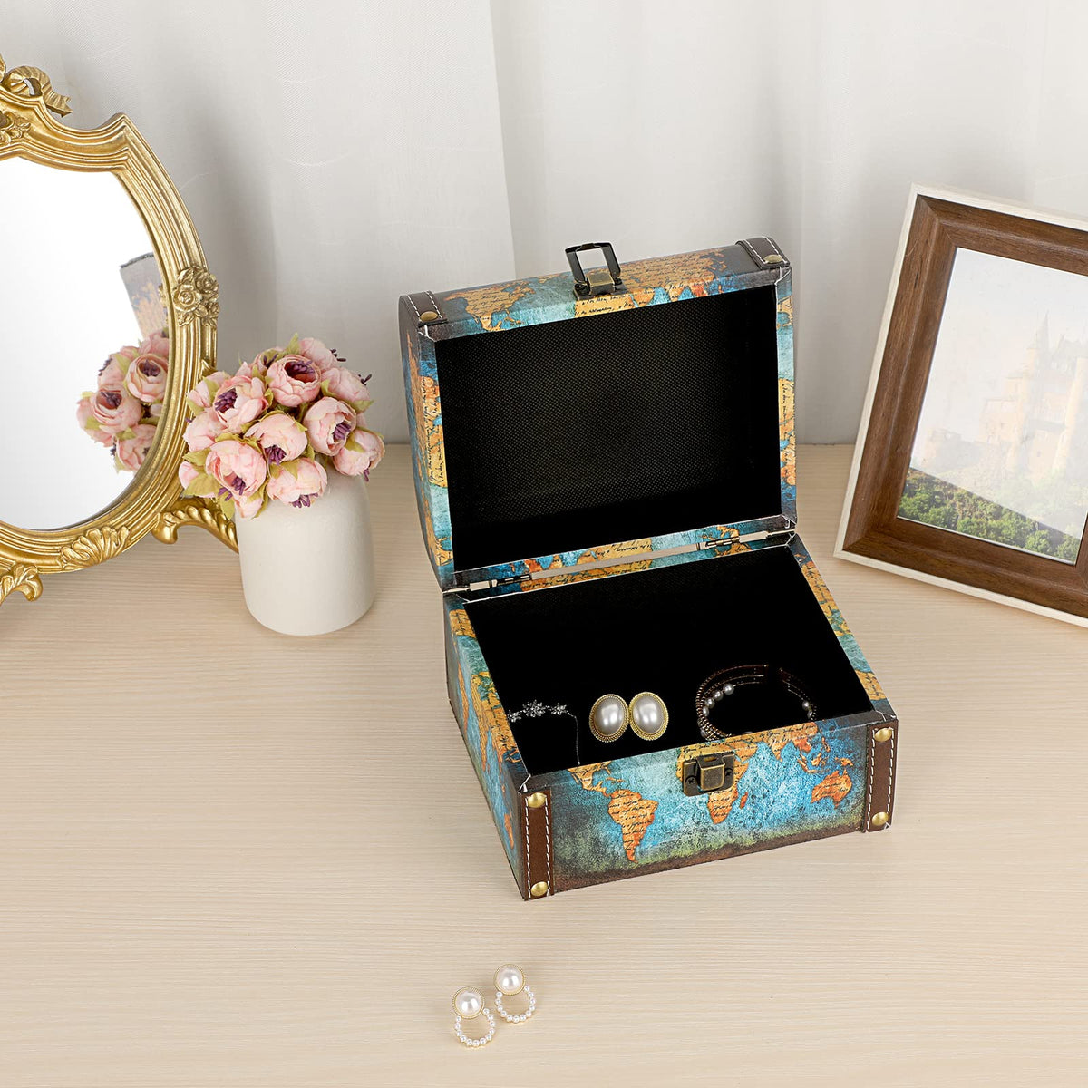 Wooden Treasure Chest Keepsakes Box