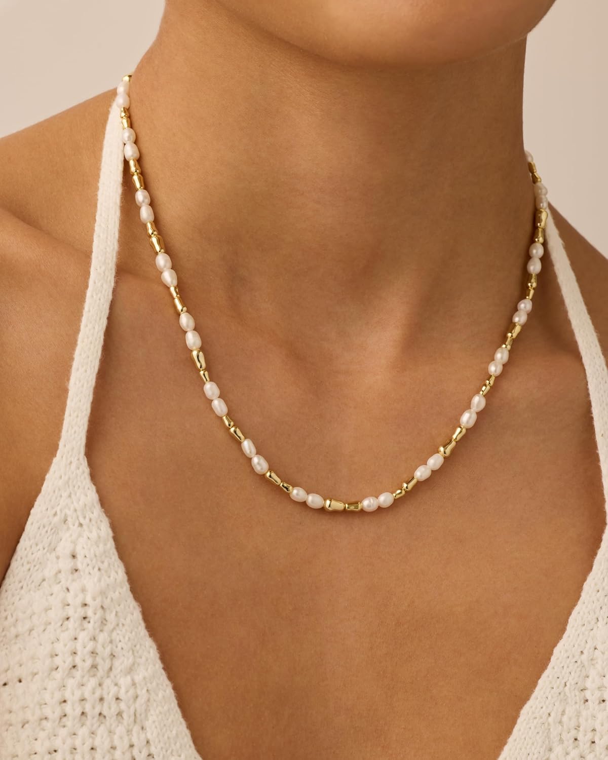 Layered Pearl Dream – Freshwater Pearl & Gold Bead Necklace
