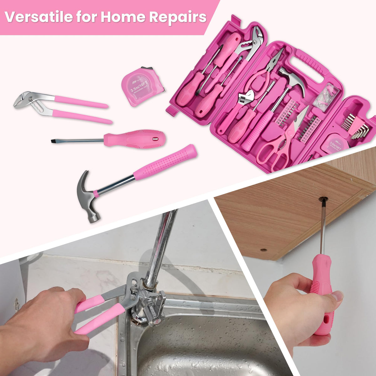 Pink Tool Set 136-Piece Kit