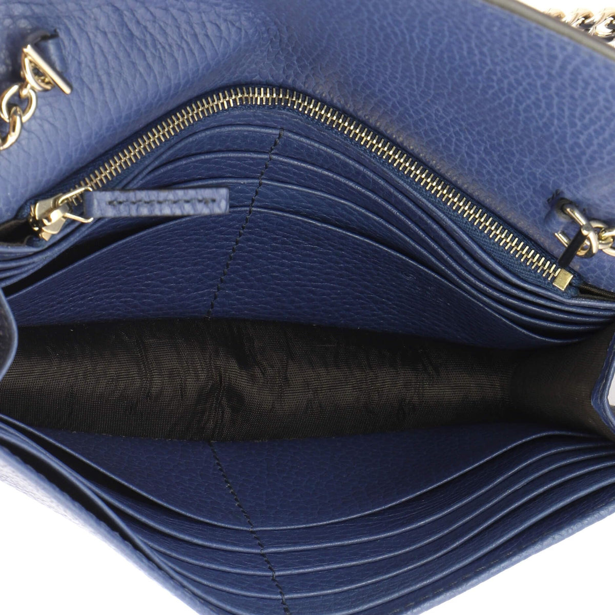 Gucci, Pre-Loved Interlocking Wallet on Chain, Blue