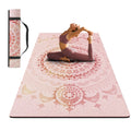 Printed yoga mat 72"x40"x0.4", suede fabric fitness mat (Pink)