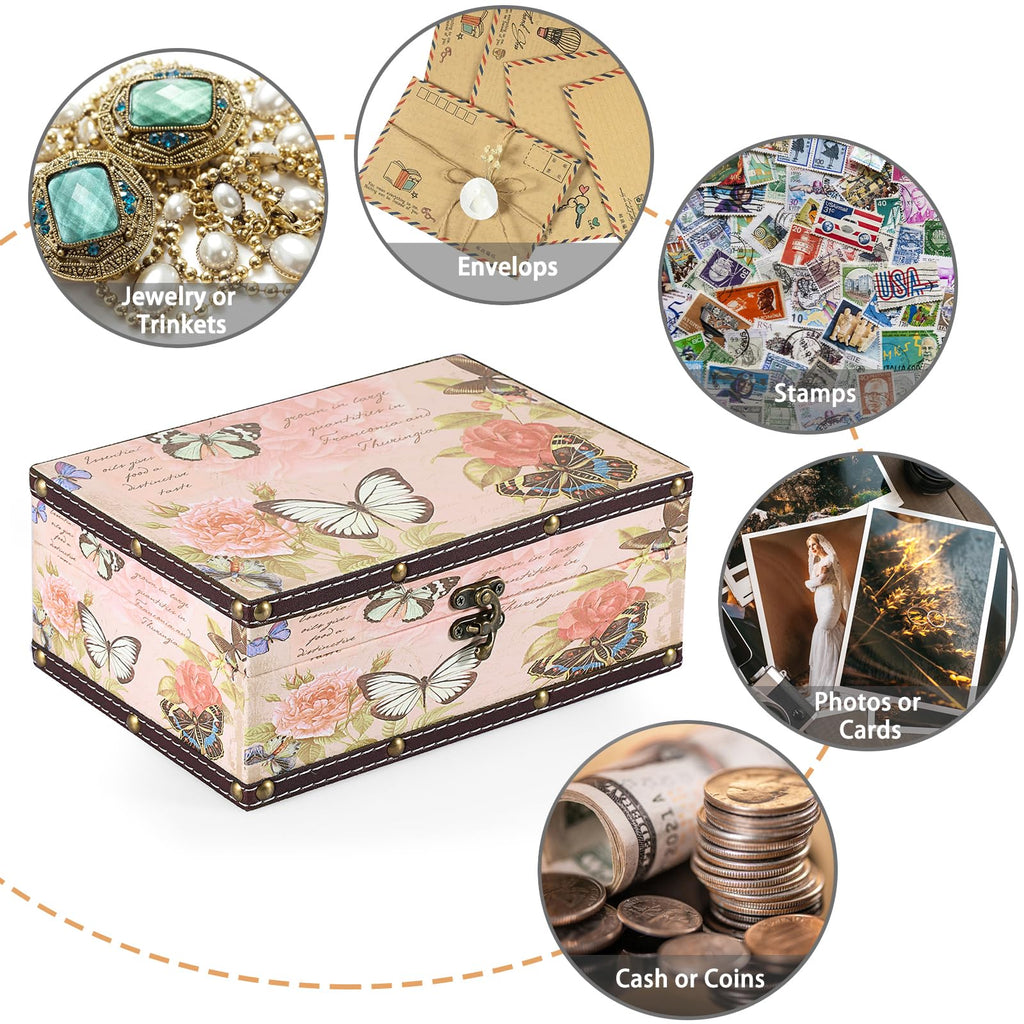 Butterfly Treasure Chest Box, Wooden