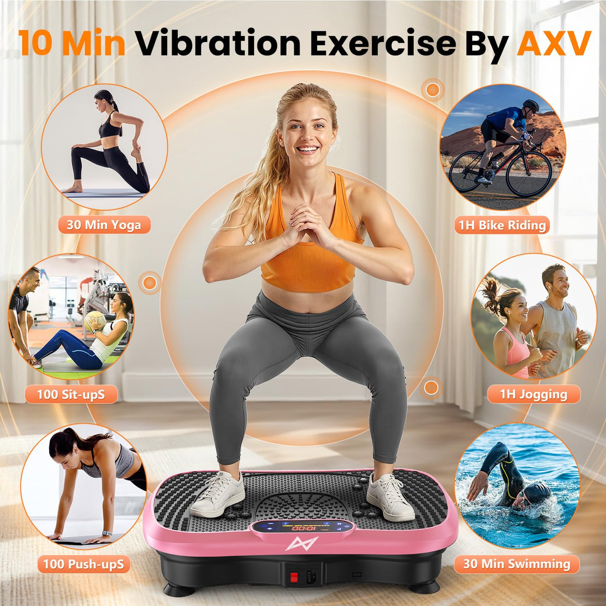 Shake It Up Powerful AXV Vibration Plate Exercise Machine, Pink