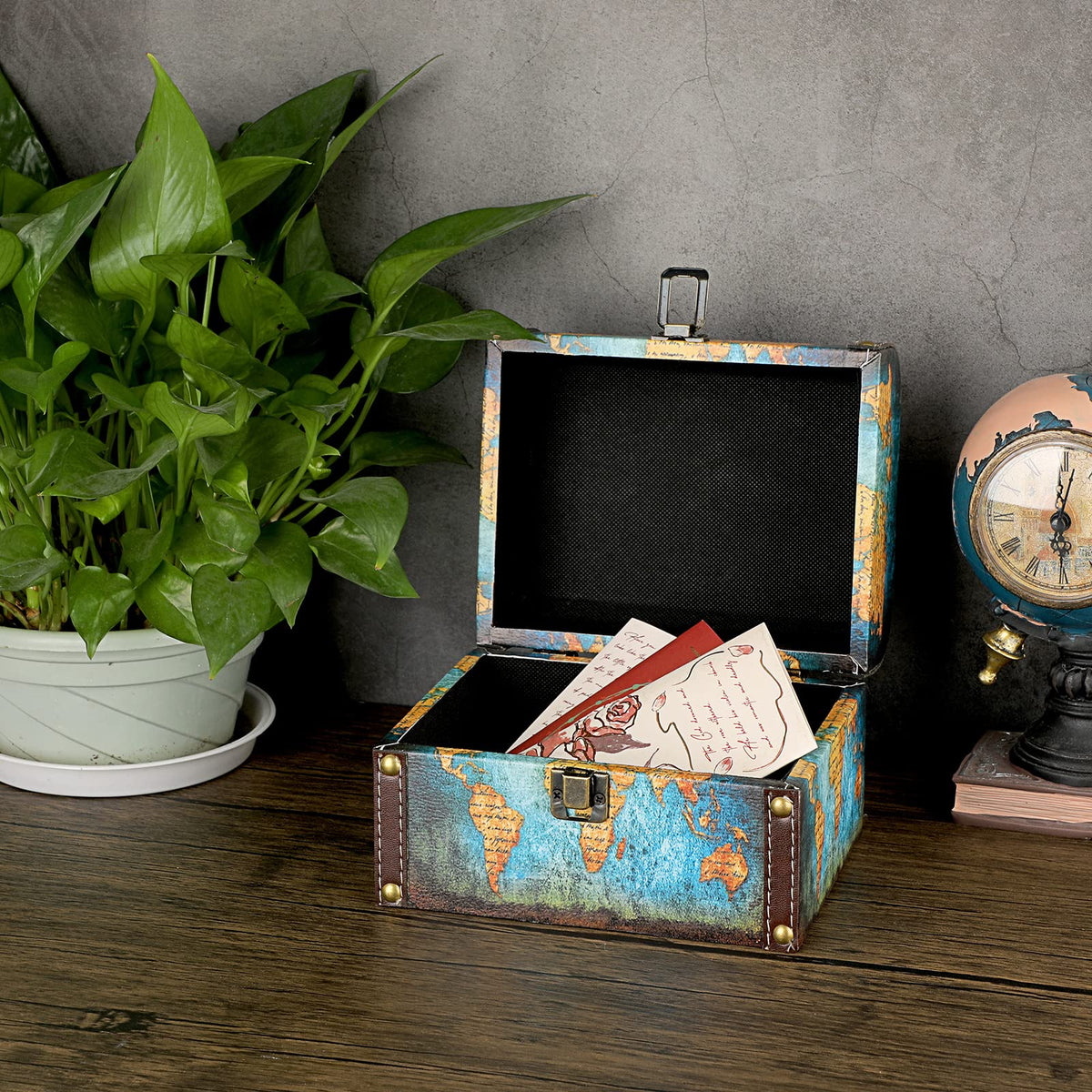 Wooden Treasure Chest Keepsakes Box