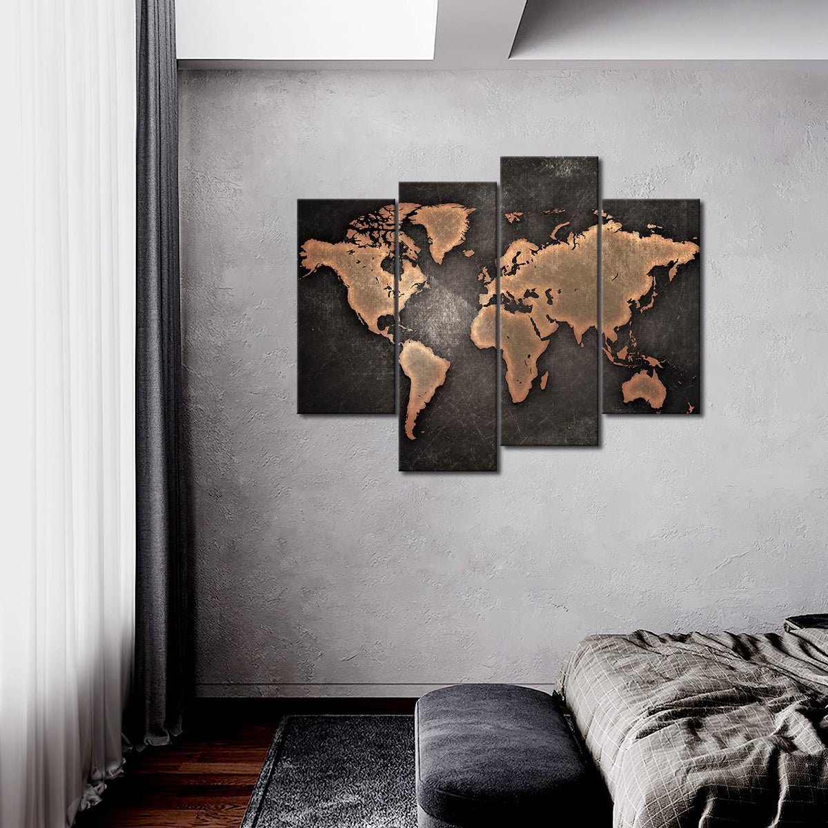 General World Map Black Background Wall Art Painting Pictures Print On Canvas Art The Picture For Home Modern Decoration