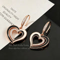 18k Gold-plated European And American Fashion Hollow Heart-shaped Earrings With Zirconia, High-end Oil-drip Heart-shaped Earrings